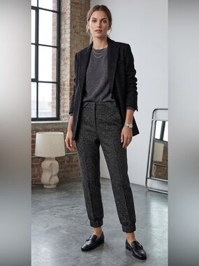 Veronica Beard | Gretta Lurex Tweed Black/Silver Joggers - 4